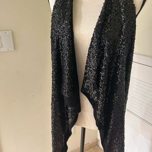 Open front, sleeveless, sequined, light weight, sparkly vest for women